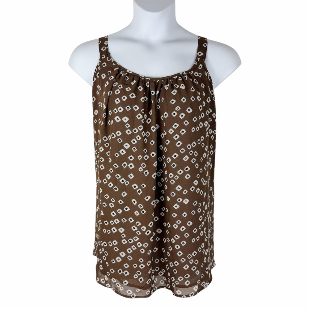 Lane Bryant Brown Geometric Print Lined Sleeveless Tank Top Size 16L NWT